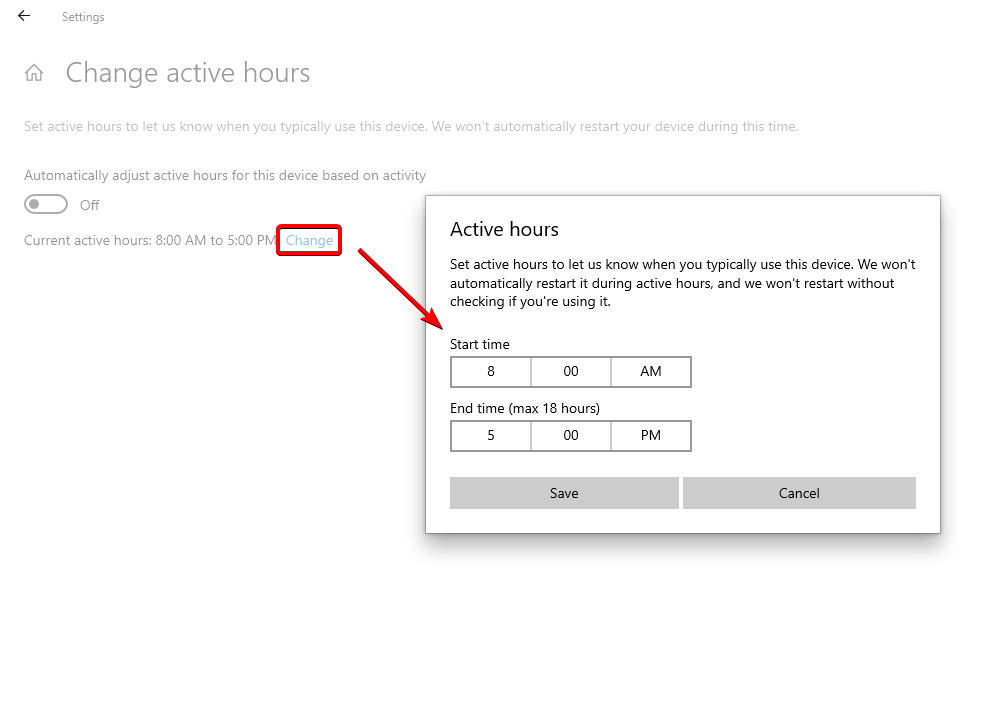 windows 10 active hours configuration